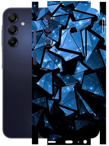 Image of AtOdds - Full Body Back Screen Guard Protector Film - Lamination Wrap Skin Sticker Compatible with Samsung Galaxy A15 (5G) | Scratchproof Matte Finish (Blue Crystals)