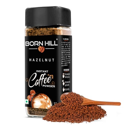 Image of BORN HILL Flavored Instant Coffee Combo, 2x50g | Hazelnut & French Vanilla Flavours | Makes 50 cups | 100% Arabica 0% Chicory | Hot & Cold Brew