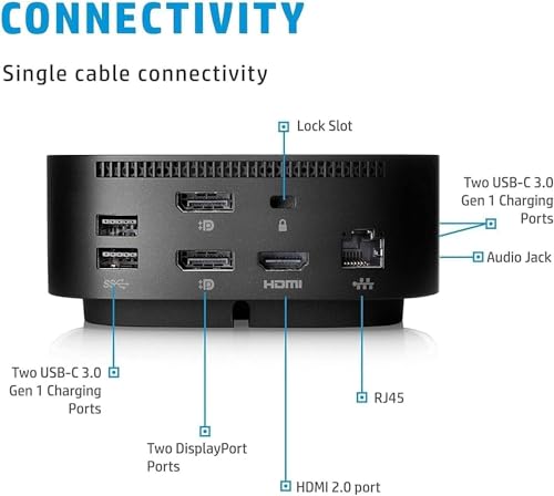 Image of HP Universal USB-C 7-in-1 Multiport Hub Docking Station Bundle with Dockztorm Hub, 4 USB Ports, HDMI 2.0, Display Port 1.2, RJ-45, with a Single Cable Connection to Any Brand Laptop | Bundle with DKZ Hub (USB-C, DisplayPort, HDMI, Ethernet, Audio, USB-A) (Renewed)