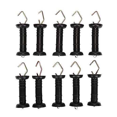 awagas 10 Pack Electric Fence Spring Gate Handles Ranch Fence Accessories, Simple Tension Spring Fence Handle for Electric Fence, Black