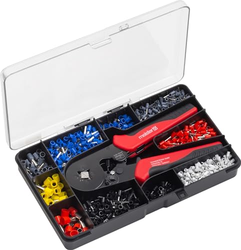 Meister Crimpzangen-Set 1200-teilig - Inklusive Aderendhülsen - Vierkant-Crimpung - Polypropylen, Crimpzangen-Aderendhülsen-Set, Crimping-Set, Crimp-Zangen-Set, Aderendhülsenzange, 1738520 Meister Crimpzangen-Set 1200-teilig - Inklusive Aderendhülsen - Vierkant-Crimpung - Polypropylen, Crimpzangen-Aderendhülsen-Set, Crimping-Set, Crimp-Zangen-Set, Aderendhülsenzange, 1738520