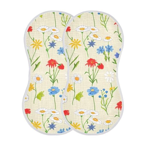 Flowers Floral Beige Burp Cloths for Babies Burp Rag Cotton Spit Up Rag for Infant Newborn Baby