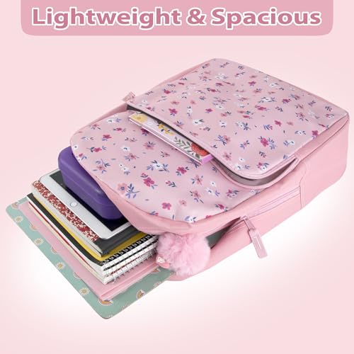 Trail maker Fun School Backpack for Elementary Middle School Girls and Boys | 17 Inch Printed Backpacks for School Kids, Travel (Pretty Pink Flowers) - Image 3