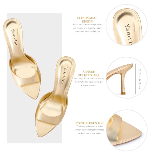 Image of Heel Mules for Women Pointed Open Toe High Heel Sandals