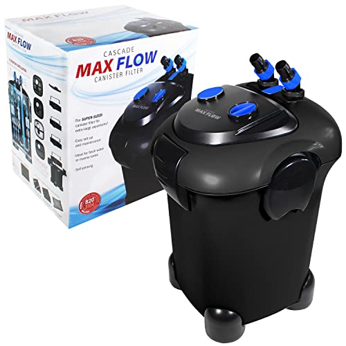 Image of Penn-Plax Cascade Max Flow Canister Filter - 820 GPH Aquarium Filter for Tanks Up to 250+ Gallons - 360 Degree Flow Valves, Poly Fiber Pads and Bio-Sponge - Fresh & Saltwater - 16.6 x 15 x 23.6 in