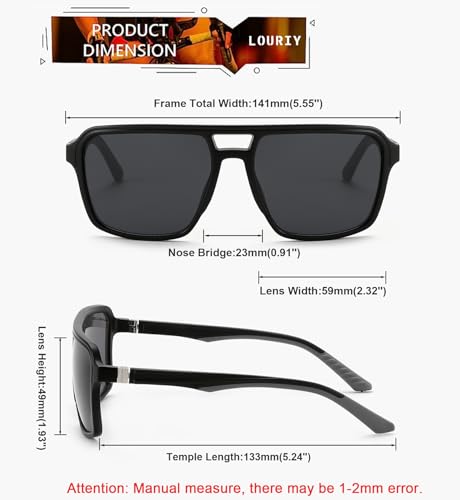 Sunglasses Men Aviator Sunglasses for Mens and Womens,Black Retro Sun Glasses Driving Cycling UV400 Protection3