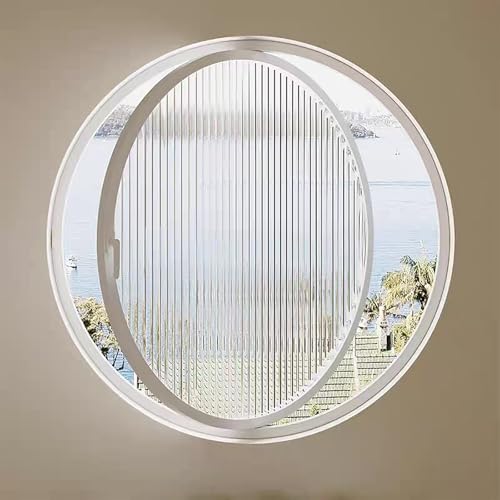 Round Window,360° Rotating Pivot Casement Windows,Aluminum Frame And Tempered Glass,For Bathroom,Kitchen,Bedroom,Living Room,Replacement Indoor Ventilation Window With Handle(White,40cm/15.7in)