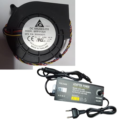 Image of Lighting Hub 9733mm DC Blower 12V-6A DC blower With 12V-5A Speed Controller Adaptor- Industrial Cooling Blower Fan (12V-6A Blower with 12V-5A Speed Controller)