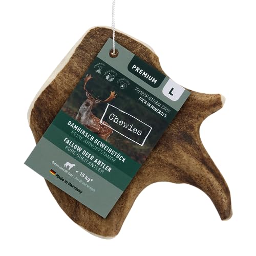 Chewies Damhirschgeweih für Hunde - Kaugeweih aus Abwurfstangen vom Damhirsch - natürlich & mineralstoffreich - Größe L