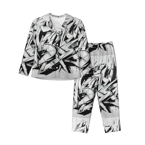 Pyjama à manches longues pour femme motif graffiti exprimez votre style même la nuit