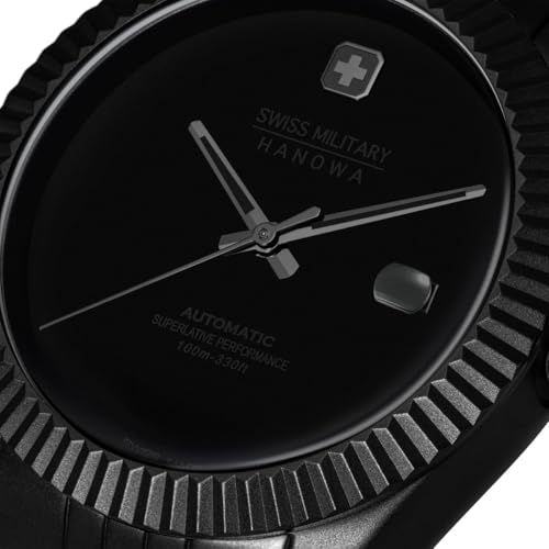 Image of Swiss Military Hanowa SMWGL0005530 Dark Night - Swiss Made Round Musou Black Automatic - Watch for Men