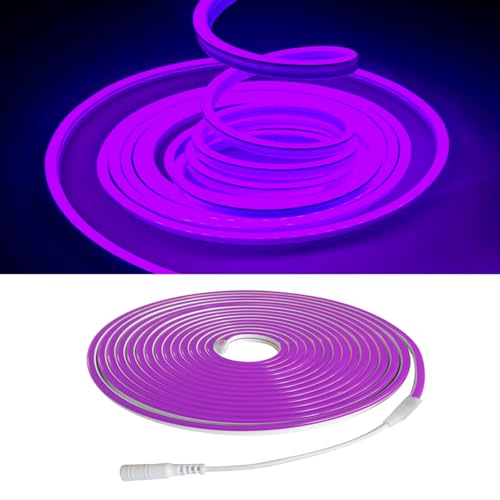 Image of dobestyou Purple Neon LED Strip Lights - 16.4ft (5M) 12V DC 600 SMD2835 LEDs Waterproof Flexible Rope Light for Indoor /Outdoor Decor (Includes Power Adapter)