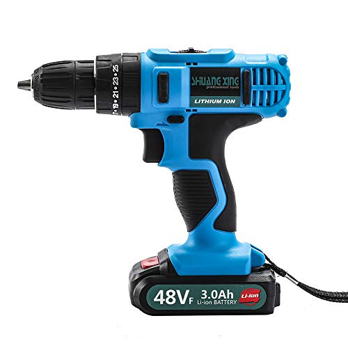 Multifunktionale Schlagbohrmaschine Akku-Bohrschrauber Haushalt 48Vf Schnellladung Mit Led-Arbeitslicht, 21V