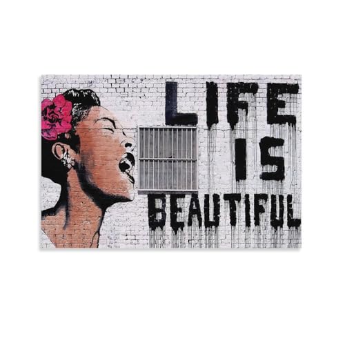 oNV[ A[gpl |X^[ Life Is Beautiful G oX[ xbh[ rO LoX EH[A[g vg ʉ ǂ̊G24x36inch(60x90cm)
