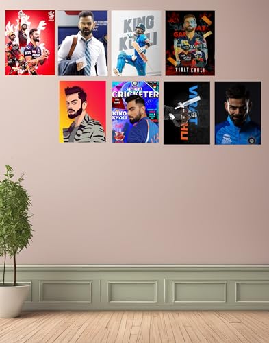 Image of Paper Virat Kohli Poster Set Of 8 12X8 Inch - Cricketers Posters - Rcb Posters For Wall - Motivation Posters - Team India Cricket Posters For Fans - Virat Kohli Cricket Posters For Wall Bedroom