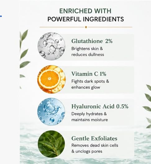 Image of Velvety Exfoliator Skin Brightening Face Wash | Nourishing & Revitalizing - Exfoliate, Brighten & Even Skin Tone with Glutathione, Kojic Acid & Vitamin C 50ml | Suitable for All Skin Types