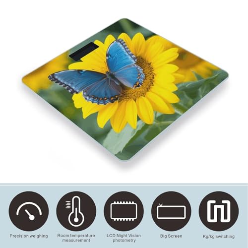 Báscula de baño digital color azul con diseño mariposa miniatura 3