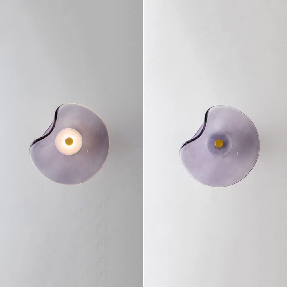 Szklana lampa ścienna Led Geometryczna Lampa Ścienna, Nowoczesne 5W Przewodowe Lampy Ścienne Do Salonu Sypialni Łóżka Korytarza Wewnętrzne Kinkiety / Fioletowy 4000K