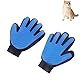 Lonwiner 1 Paar Haustier Fellpflege Handschuh Katze Hund, Entfernt Schuppen und Schmutz Haarpflegehandschuh für Haustiere Schuppensammler Handschuh, Blau