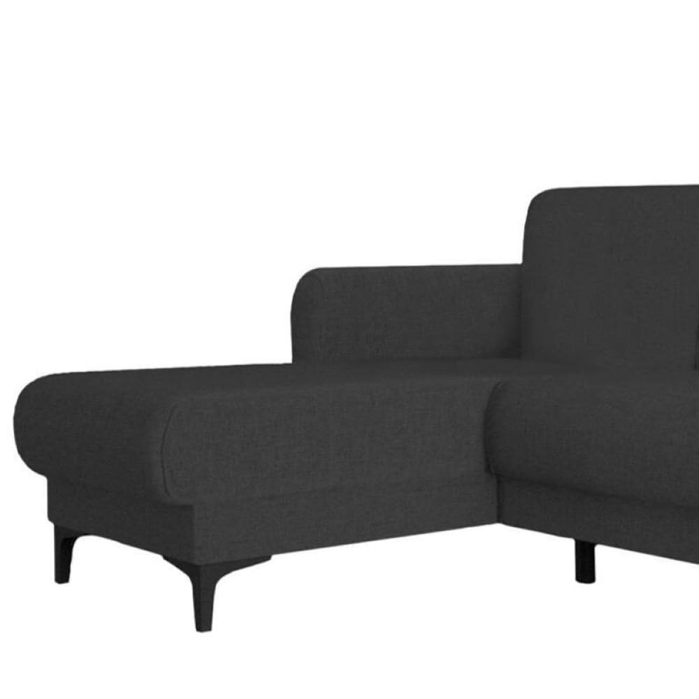Dmora - Divano Letto con penisola Angel, Divano ad Angolo Reversibile, Sofà Contenitore Moderno con Chaise Longue e 3 Cuscini, 230x153h85 cm, Antracite