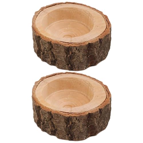 OFFIGAM Portavelas de Madera Rústica para Bodas y Fiestas, Juego de 2 Piezas, Diseño Natural y Portátil para Decoración de Mesa Elegante y Cálida