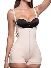 Beige - Front Zipper Bodysuit - Ps496