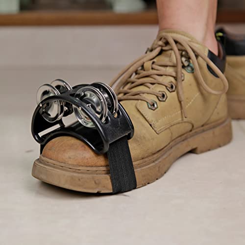 Rigych 2 Pcs Red Rhythm Finger Shaker & 2 Pcs Black Foot Tambourine Shaker With Elastic Strap, Percussion Musical Instrument Set For Ukulele Guitar Drum Mandolin Banjo Playing #TOP2