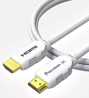 Pacroban 8K HDMI Cable (20ft) White,8K 60, 4K 120, and up to 10K Resolution, eARC,QFT, QMS, VRR,48Gbps Bandwidth, Dynamic HDR, HDCP 2.2 & 2.3, DTS:X, Dolby Atmos, Dynamic HDR, CL3 in-Wall Safe