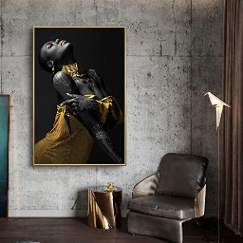 Peinture femme noire africaine pour raviver un mur de salon blanc et sans vie