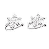 Huggie CZ Snowflake Cuff Wrap Cartilage Earrings for Women S925 Sterling Silver Charm Austrian Crystal Clear Diamond Hoop Clip on Non Piercing Winter Jewelry Fashion Wedding Christmas