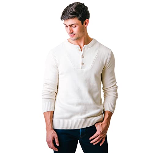 Hope & Henry Mens' Long Sleeve Henley Sweater with Rib Knit Details