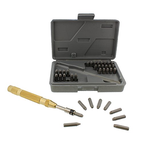 DCT Metal Stamping 37pc Tool Kit – Alphabet, Number, Symbol Stamps and Brass Punch Handle Embossing Engraving Stamp Set - Thumbnail 4