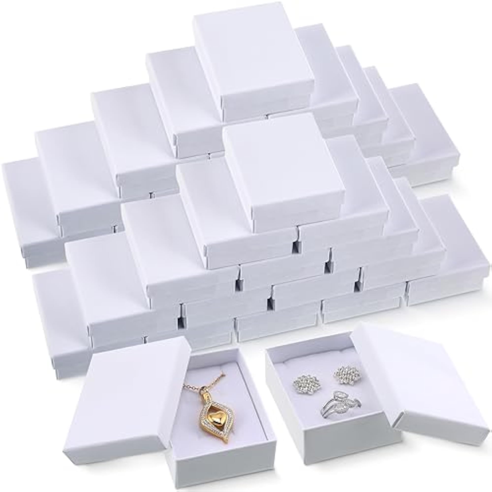 50 Pcs Cardboard Jewelry Gift Boxes, Necklace & Earring Packaging