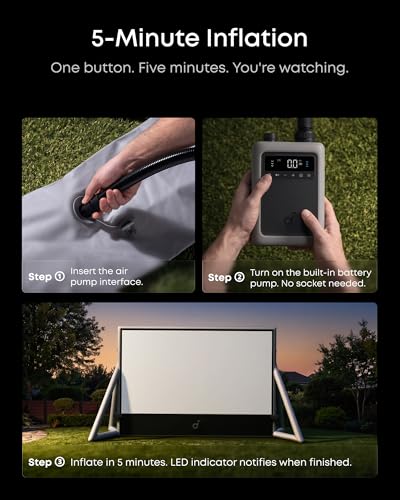 Image of Soundcore Nebula 200-Inch Silent Inflatable Theater Screen with Air-Tight Design for Zero Noise, Battery-Powered Pump, Wind-Resistant Structure, Anti-Wrinkle Material for Sharp Image Quality