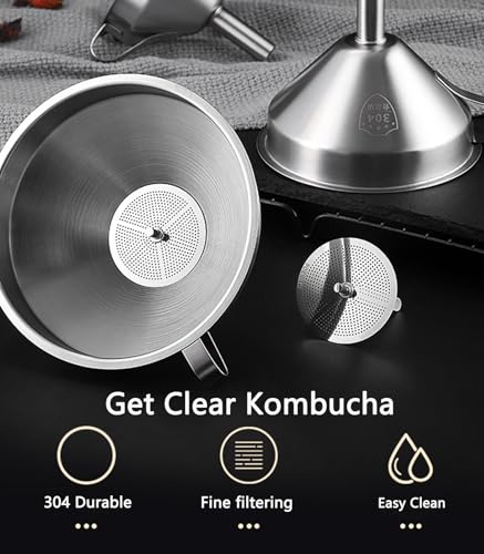 Miniatura 7 de Lomejii Kit De Inicio Para Kombucha Y Jun Bote De Vidrio De 5,0 L Con Grifo, Ideal Para Fermentación Continua. Incluye Tiras De Ph, Termómetro Adhesivo, Funda De Tela Y Embudo Con Filtros