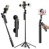 WEIIBDIE Auto Face Tracking Tripod,71" Phone Camera Stand,360° Rotation, Wireless Remote and Gesture Control, Dual Fill Lights Selfie Stick for for Content Creator Vlog Live Stream Video Record