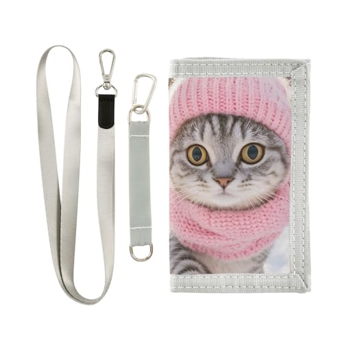 FOLIOSA Kids Wallet for Boys Girls Snow Field Cat Print Youth Wallet with Zipper Pocket Card Holders, Novelty Wallet 4.9×2.9 in