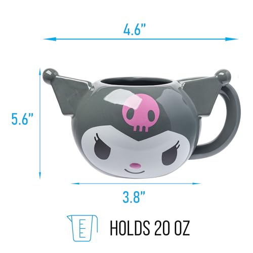 Image of Silver Buffalo Hello Kitty and Friends Kuromi Ceramic 3D Sculpted Mug, 20 Ounces