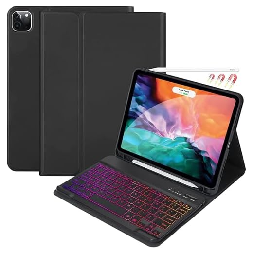 SAMTUNK Capa Teclado Retroiluminada para Samsung Galaxy Tab A9 Plus 11" 2023 Tablet com Suporte para S Pen + Suspensão/Despertar Automático + Fechamento Magnético + Teclado Removível -preto