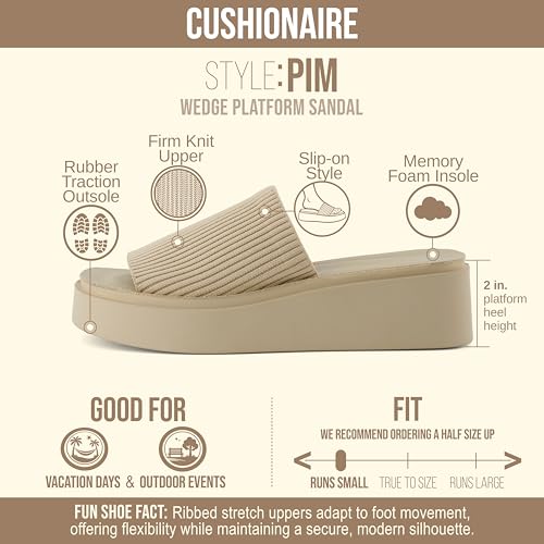 Image of CUSHIONAIRE Pim Wedge Chunky Platform Womens Sandals with Firm Knit Upper & Memory Foam Summer Sandals for Women