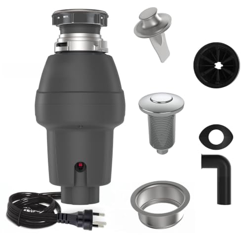 Badger 5 Garbage Disposal, 1/2 HP Continuous Feed, Includes Air Switch & Accessories, Easy Install Food Waste Disposer, Black, for Kitchen Sink