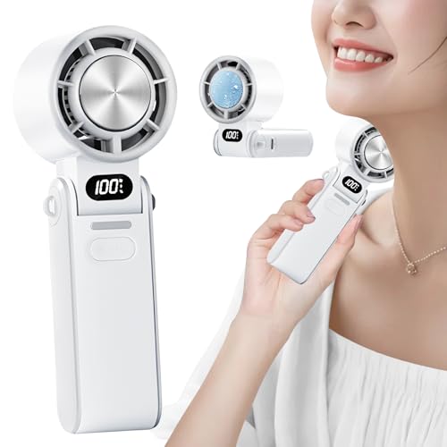 ハンディファン 冷却プレート【2025新型モデル・1S瞬間冷却・20dB静音】搭載 携帯扇風機 冷感 手持ち扇風機 ハンディ扇風機 Type-C急速充電 長時間稼働 クーラー機能 ニファン 熱中症対策 USB充電式 首掛けストラップ付き カラビナ付き ホワイト花火大会・通勤・オフィスに 贈答(しろ)