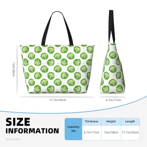 Large Beach Bags Water-resistant Sandproof - bright cabbage cute eyes funny Cute Beach Tote Bags for Women with Zipper2