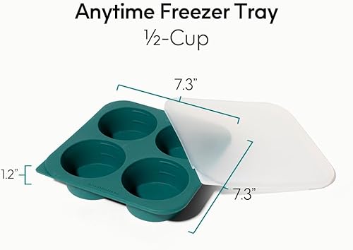 Miniatura 2 de Anyday Bandeja de silicona para congelador de 12 taza con tapa de silicona para almacenamiento de alimentos, arroz, caldo, sobras  Recipiente para