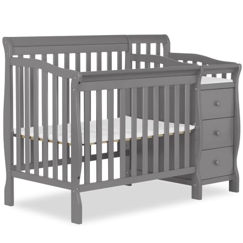 Dream On Me Jayden 4-in-1 Mini Convertible Crib and Changer, S Grey