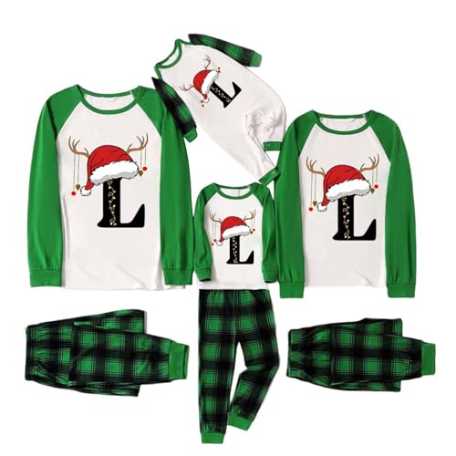 Conjunto de pijama de noche navideño de invierno pijamas navideños a juego con cuello redondo de dos piezas pijama para pareja niños y bebés manga larga ropa de noche Año Nuevo Algodón Camiseta y