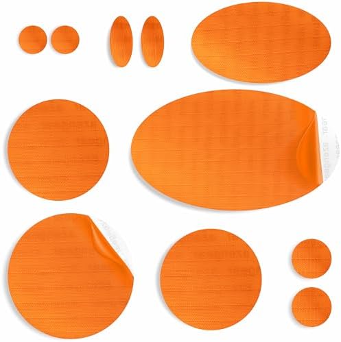 aZengear Down Jacket Repair Patch | Wstępnie wycięty, samoprzylepny, miękki, wodoodporny, odporny na rozdarcia materiał nylonowy Rip-Stop do naprawy dziur w odzieży (11 sztuk, niebieski)
