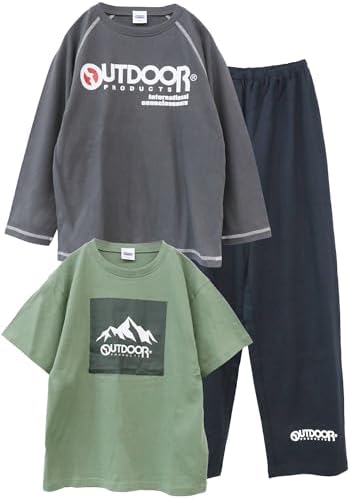 Kaitak Family Outdoor Products Kids 2 Tops Pajamas, Long Sleeve, Short Sleeve, 100% Cotton, Spring, Summer, Autumn