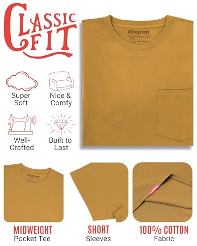 Image of Kingsted Pocket T-Shirts for Men - Super Soft & Comfy 100% Cotton Shirts | Short-Sleeve Crewneck Pocket Tee Shirts - Classic Regular Fit Work Shirt - Built to Last Midweight Cotton T-Shirts for Men
