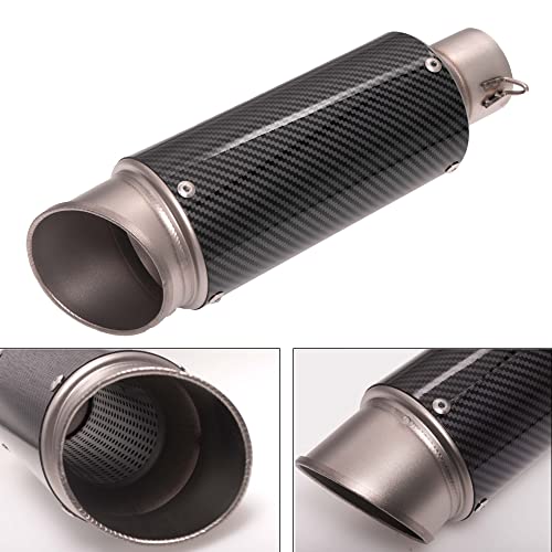 DREAPATS Universal Slip on Modified Exhaust Mufflers with Silencers Compatible with Motorcycle Grom ATV Dirt Bike Street Bike Scooter Pipe Diameter 38mm-51mm Exhaust,Carbon Fiber Silver